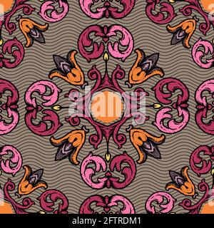 Ornament colorful vintage pattern vector background template tile Stock Vector