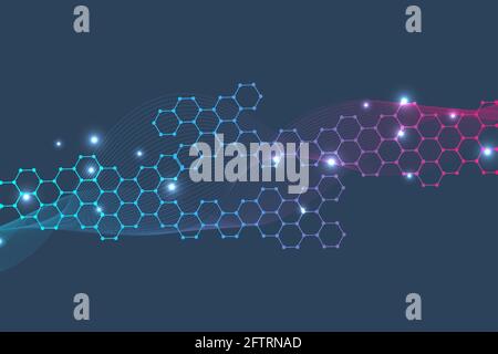 Technology structure molecular connect elements. Connection with hexagons elements. Vector illustration Stock Vector