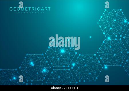 Technology structure molecular connect elements. Connection with hexagons elements. Vector illustration Stock Vector