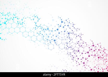 Structure molecule and communication. Dna, atom, neurons. Scientific concept for your design. Connected lines with dots. Medical, technology Stock Vector