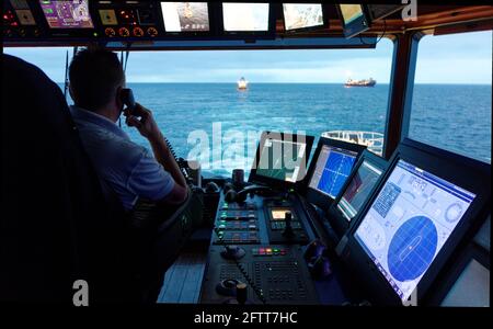 The Aft Bridge of a Anchor Handling Vessel involved in a rig move in ...