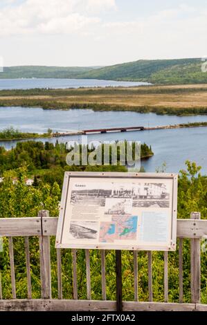 View over Gambo from Joey's Lookout on Route 1 the Trans-Canada Highway, Newfoundland. Named after Joseph R Smallwood, first premier of Newfoundland. Stock Photo
