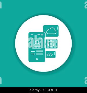 Application functions color glyph icon. Pictogram for web page, mobile app, promo. UI UX GUI design element. Stock Vector