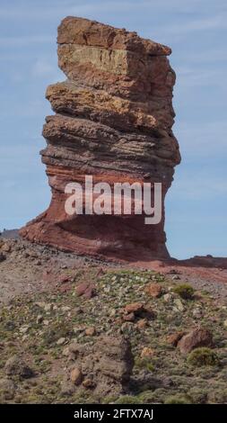 famous Roque Cinchado of formation Roques de Garcia in Teide National Park of Tenerife, Canary island, Spain Stock Photo