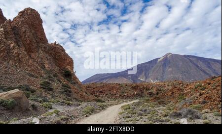 The conical volcano Mount Teide at Caldera in Tenerife, Spain highest Mountain Stock Photo