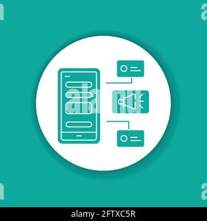 Notification configuration color glyph icon. UI UX GUI design element. Editable stroke. Stock Vector