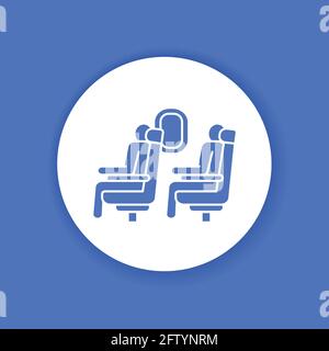 Passengers are sitting in the seats on the plane color glyph icon. Stock Vector