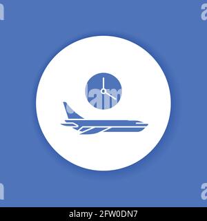 Flight time color glyph icon. Pictogram for web page Stock Vector