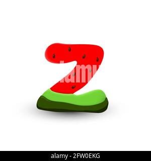 Watermelon letter Z, 3d vector icon over white background Stock Vector