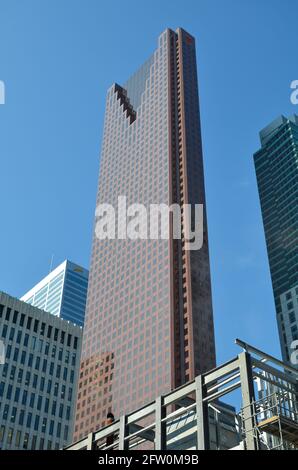 Toronto, Canada - July 15 2013: Star view of the Scotia Plaza skyscraper with a clear, sunny blue sky Stock Photo