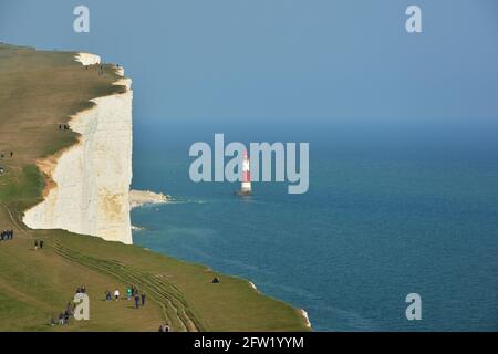 Beachy Head Lighthouse, Seven Sisters cliffs, South Downs National Park, UK Stock Photo