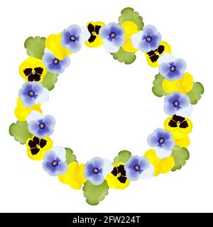wreath (ring) of pansies on a white background Stock Vector