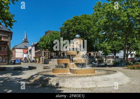 Berlin fountain on the banks of the Main river, Floersheim, Hesse, Germany Stock Photo