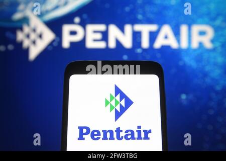 Ukraine. 21st May, 2021. In this photo illustration the Pentair logo of an US water treatment company is seen on a smartphone screen. (Photo by Pavlo Gonchar/SOPA Images/Sipa USA) Credit: Sipa USA/Alamy Live News Stock Photo