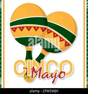 Cinco de mayo poster with a maracas Vector Stock Vector