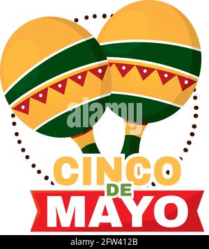 Cinco de mayo poster with a maracas Vector Stock Vector