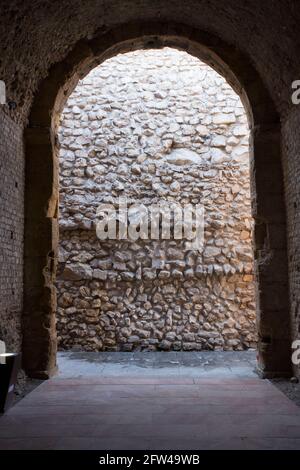 Tarragona, Spain, March 1, 2020 - Colosseum arena base and spectators archway Stock Photo