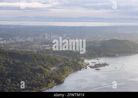 Aerial view of Oil Refinery Industry in Port Moody Stock Photo