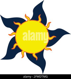 swirly Aztec sun in black and white Stock Vector