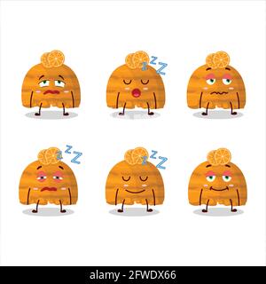 Cartoon character of orange ice cream scoops with sleepy expression. Vector illustration Stock Vector