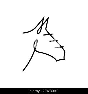 Vector minimalistic horse in outline style. Digital art Stock Vector