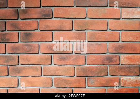 Red rustic brick wall - high quality texture. Background for your projects and creative work. Stock Photo