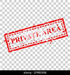 Vector Red Rectangle Rubber Stamp, Private Area, at Transparent Effect Background Stock Vector