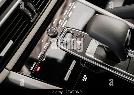 Dark car interior - control panel Stock Photo