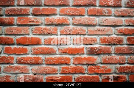 Red rustic brick wall - high quality texture. Background for your projects and creative work. Stock Photo