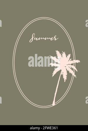 Summer modern design with hand drawn palm tree. Vector illustration Stock Vector