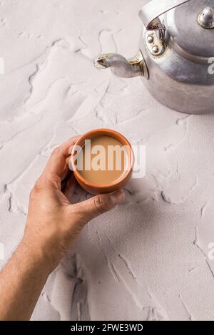 Indian chai in glass cups with metal kettle and other masalas to make the  tea Stock Photo - Alamy