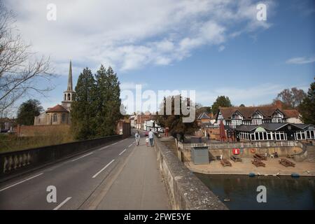 Views from Wallingford Bridge in Oxfordshire in the UK Stock Photo