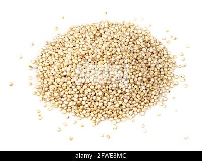 handful of quinoa seeds closeup on white background Stock Photo