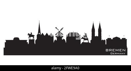 Bremen Germany city skyline Detailed vector silhouette Stock Vector