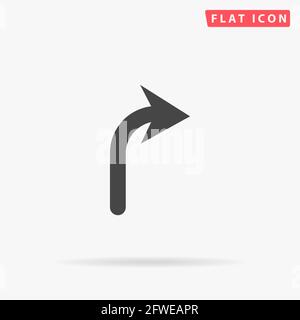 Turn Right Arrow flat vector icon. Hand drawn style design illustrations. Stock Vector