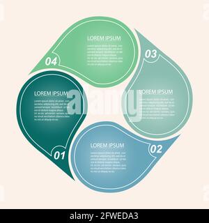 Vector circular infographic template. A pie chart, chart, plan, or business concept in four parts. Flat style. Stock Vector
