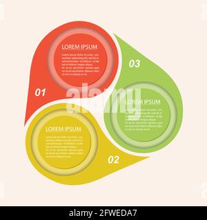 Vector circular infographic template. A pie chart, chart, plan, or business concept in three parts. Flat style. Stock Vector