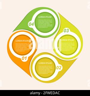 Vector circular infographic template. A pie chart, chart, plan, or business concept in four parts. Flat style. Stock Vector