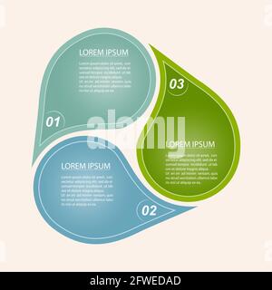 Vector circular infographic template. A pie chart, chart, plan, or business concept in three parts. Flat style. Stock Vector