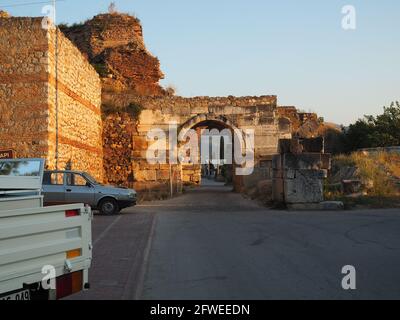 City Inner Road and The Gates of Ancient Nicaea City Wall in period of Greek, Rome and Byzantium Stock Photo