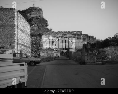 City Inner Road and The Gates of Ancient Nicaea City Wall in period of Greek, Rome and Byzantium Stock Photo