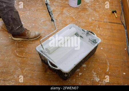 Paint rollers for painting in the walls and ceiling easy interior renovation Stock Photo