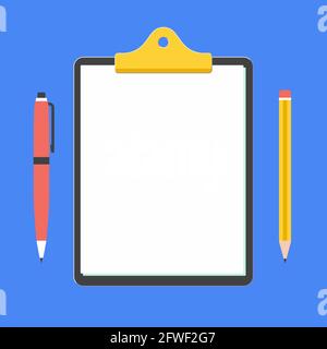 Clipboard with pen and pencil Stock Vector