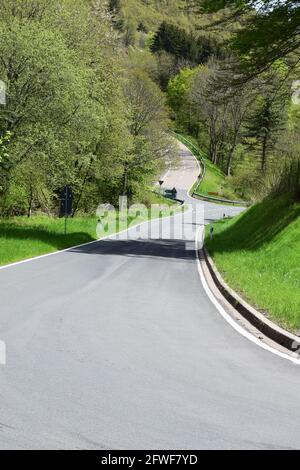 twisted Eifel road in spring Stock Photo