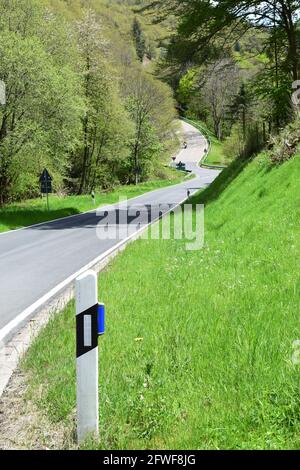 twisted Eifel road in spring Stock Photo