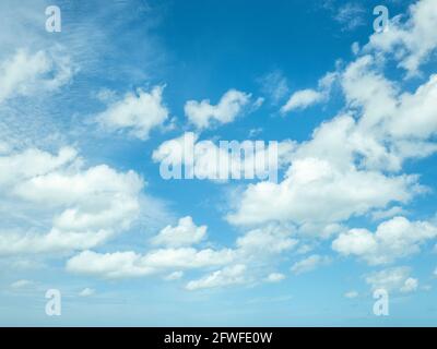 White clouds in a blue sky in Southwest Florida USA Stock Photo