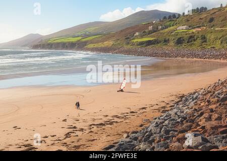 Scenic coastal seascape of Banna Strand beach at Ballyheigue Bay on the Atlantic coast of Ireland. Stock Photo