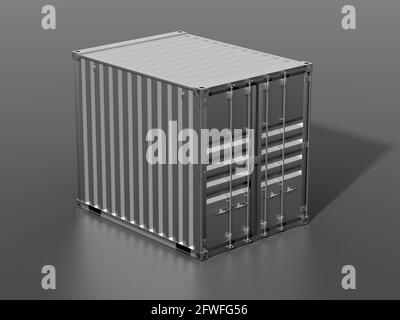 Brown ship cargo container side view 10 feet 3D illustration Stock Photo