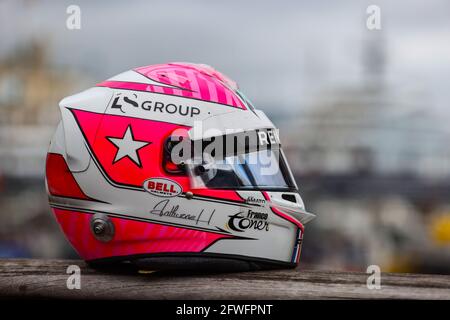 Monte Carlo, Monaco. 22nd May, 2021. The helmet of Anthoine Hubert with the Alpine F1 Team. 22.05.2021. Formula 1 World Championship, Rd 5, Monaco Grand Prix, Monte Carlo, Monaco, Qualifying Day.  Photo credit should read: XPB/Press Association Images. Credit: XPB Images Ltd/Alamy Live News Stock Photo