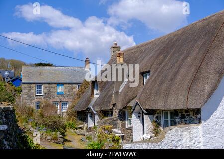 Cadgwith Cove Cottages and Houses South West Coast Path Lizard Point Cornwall England Stock Photo